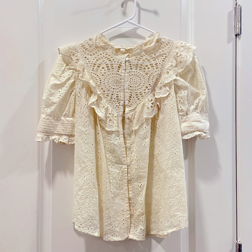 Love The Label Revolve Eyelet Button Down Top